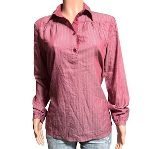 Pulp front yoke half button garnet henley top L